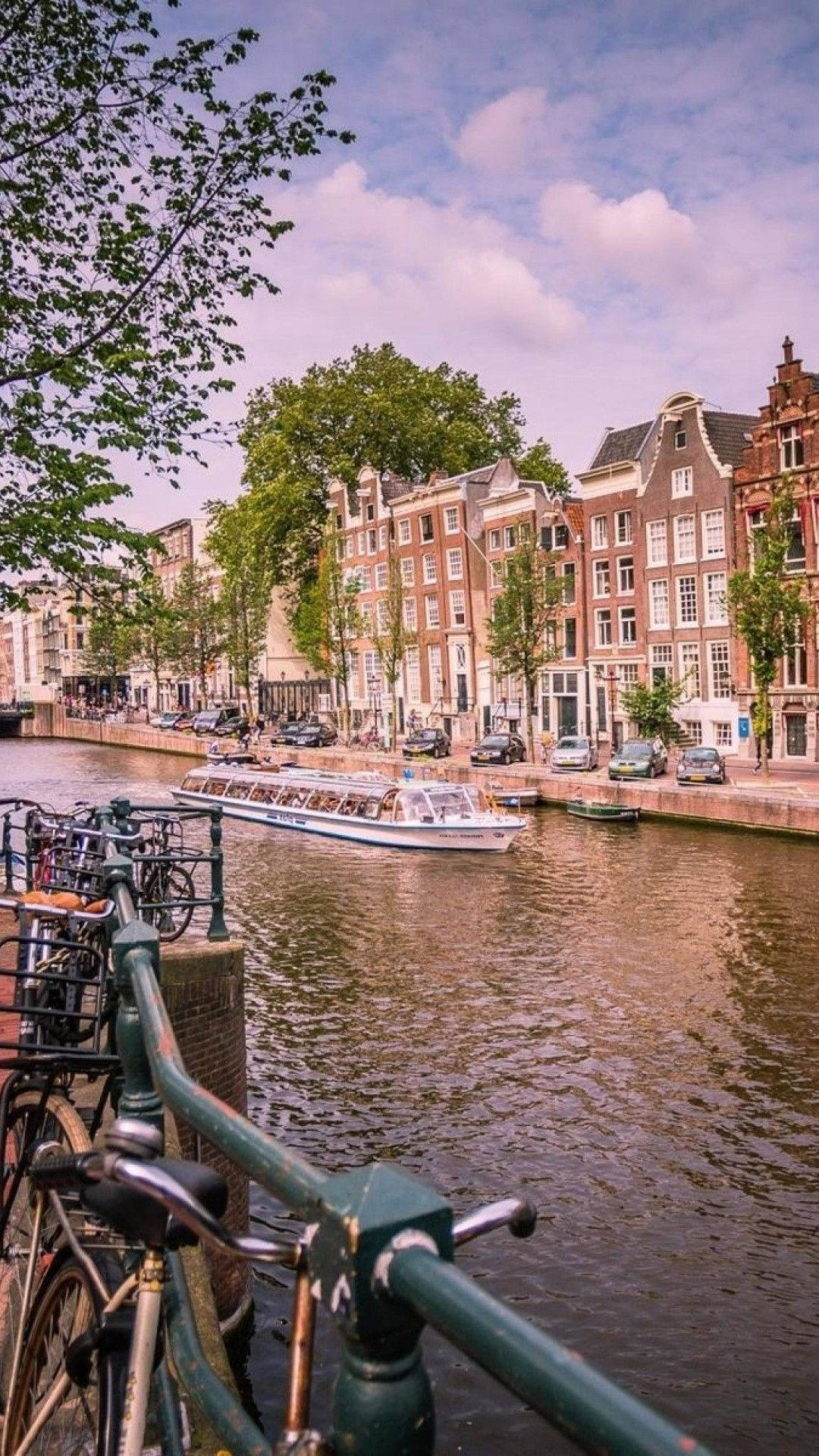 Download Vintage iPhone Amsterdam River Aesthetic View Wallpaper