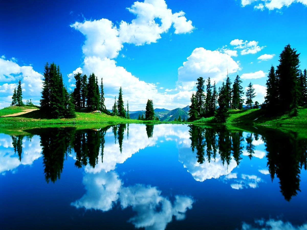 The sky is reflected in the lake - River