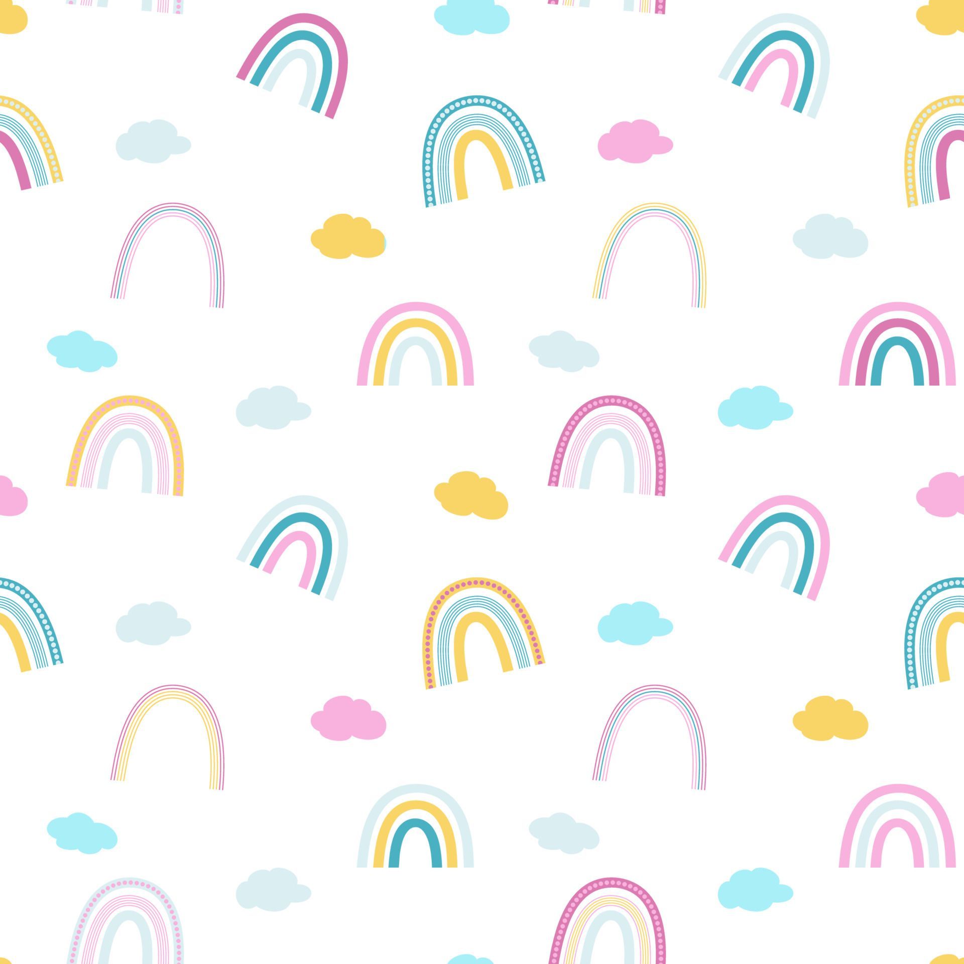 Baby seamless pattern with cute rainbows. Creative vector background for fabric, textile, baby wallpaper
