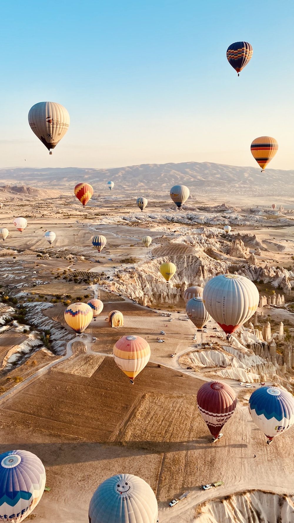 A bunch of hot air balloons flying in the sky photo