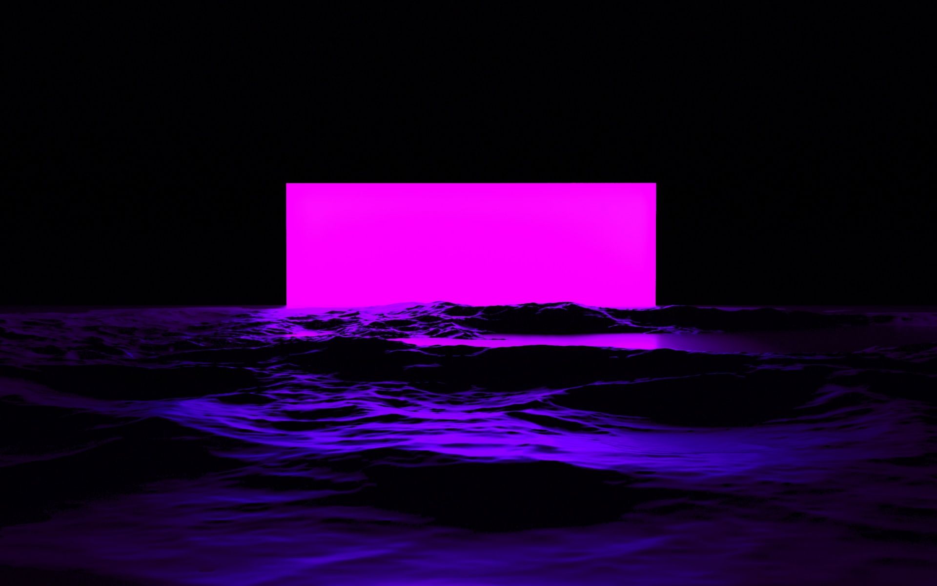 Pink light Wallpaper 4K, Sea, Waves, 3D, Black background