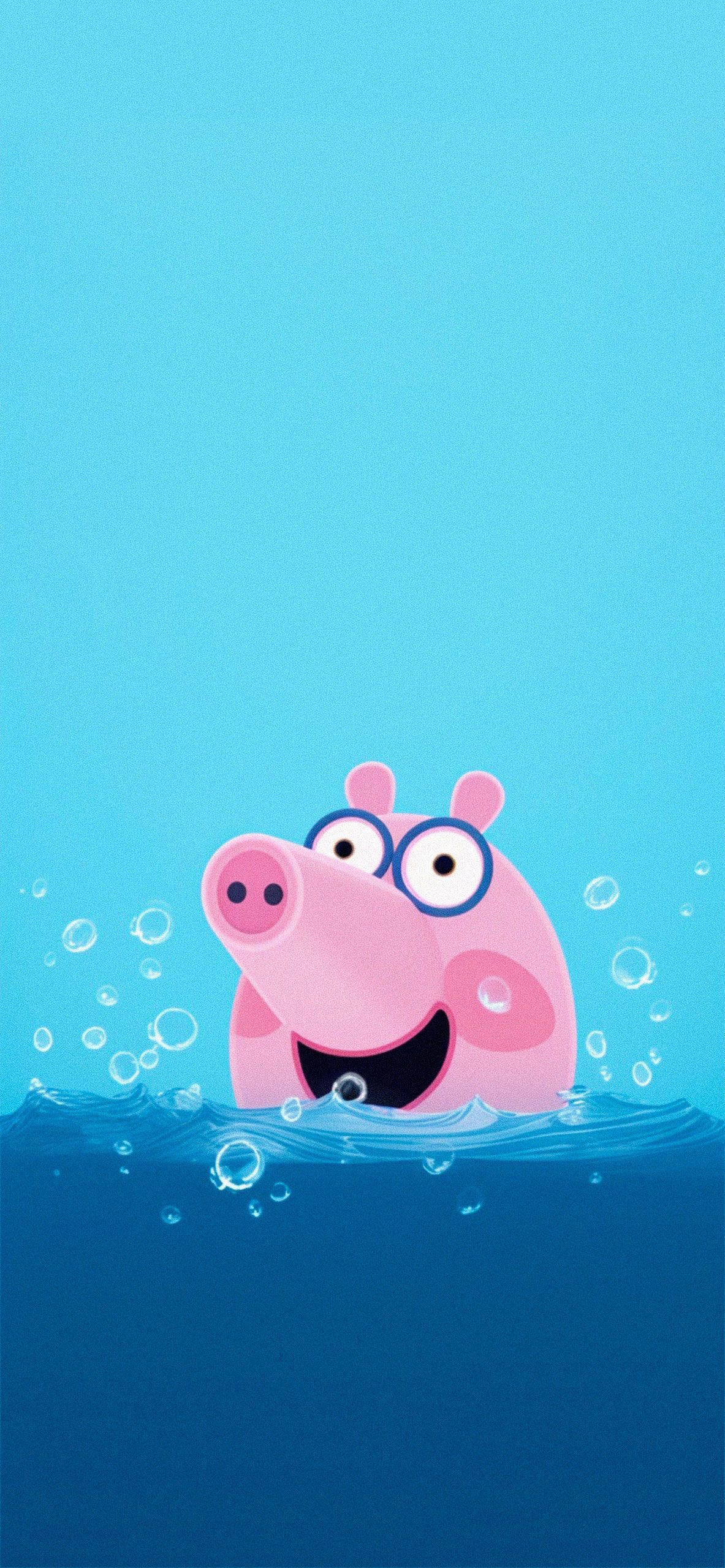 Peppa Pig Swimming Blue Wallpaper Cute Wallpaper