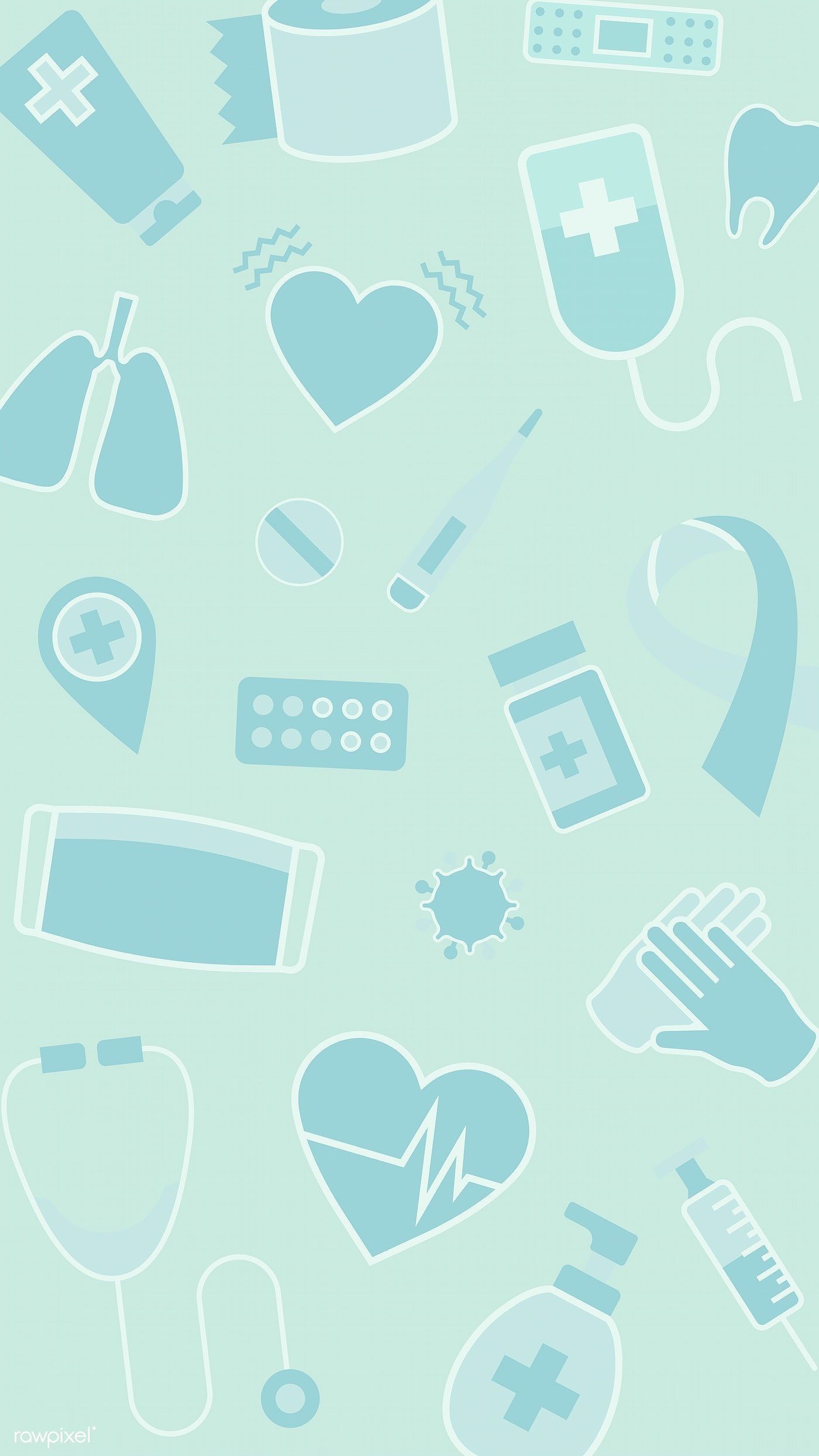 Download premium vector of Medical icons on a blue background - Vector