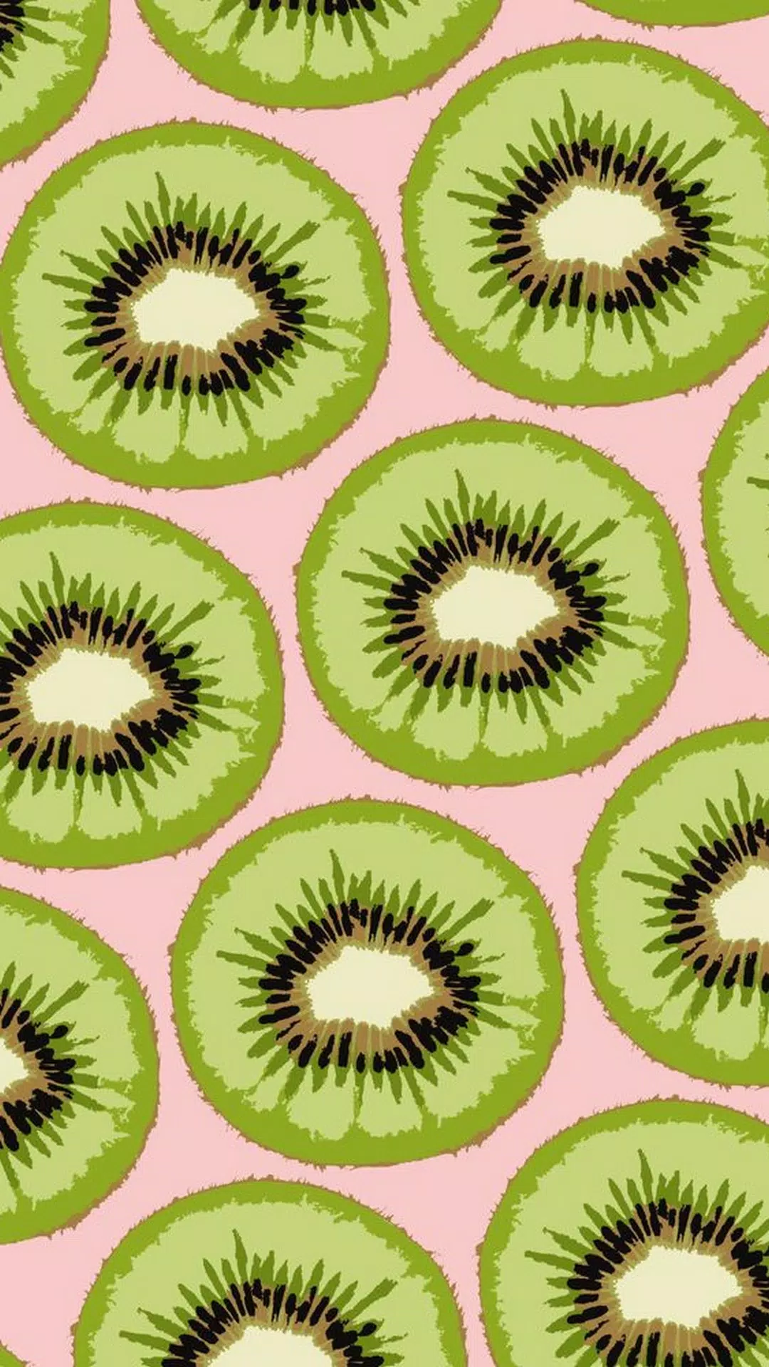 A pattern of kiwi slices on pink background - Kiwi