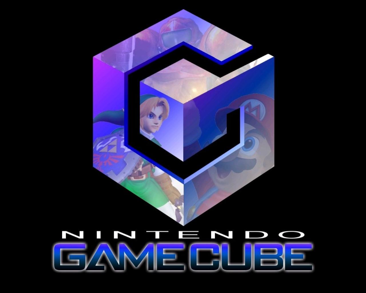 The GameCube logo with a picture of Link from The Legend of Zelda: The Wind Waker in the background. - Nintendo