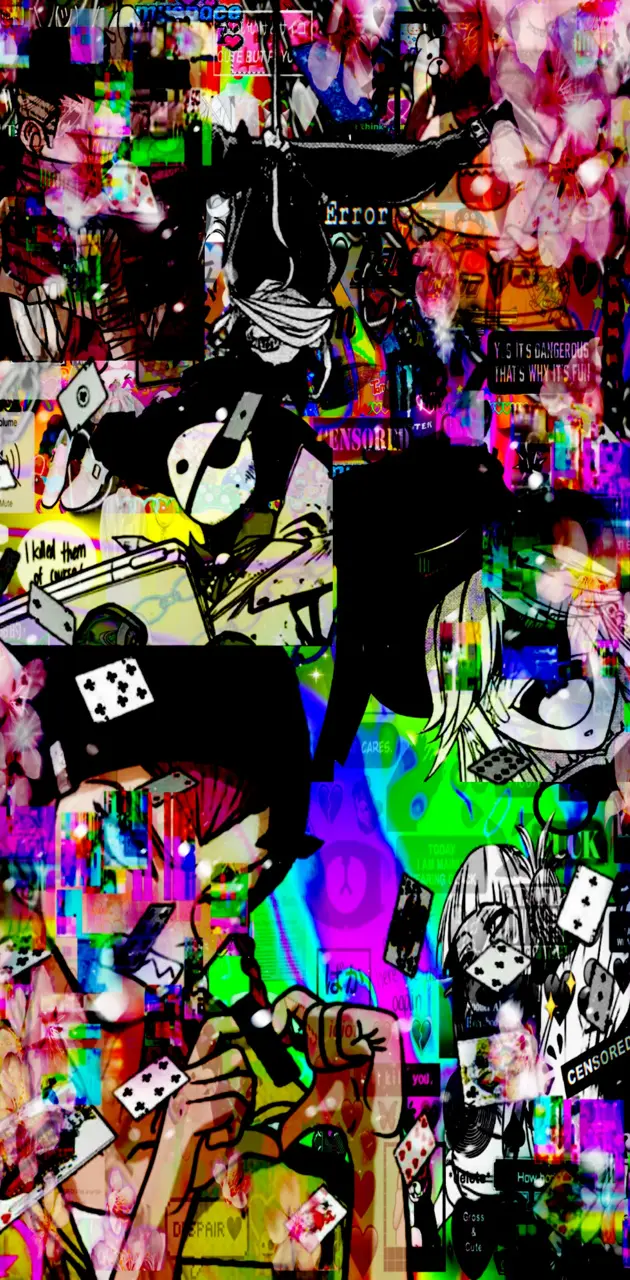 A picture of some people playing cards - Glitchcore