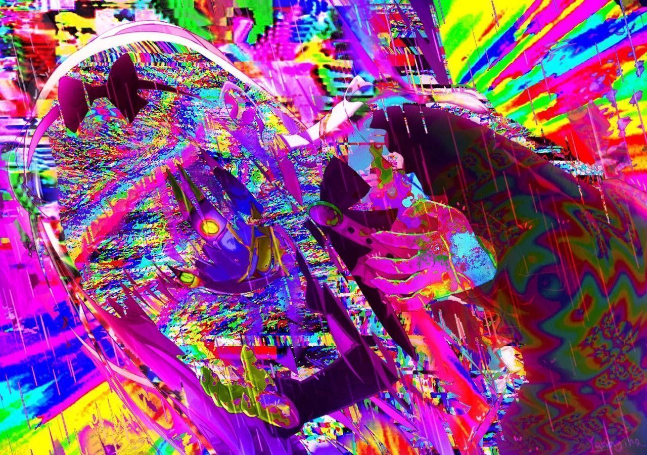 A man's face is shown in a colorful and distorted image. - Glitchcore