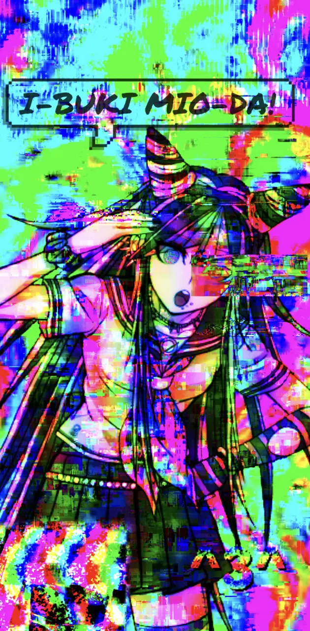 Jibaku Shounen Hanako-kun anime phone wallpaper with Hanako in a school uniform in a colorful and distorted image. - Glitchcore