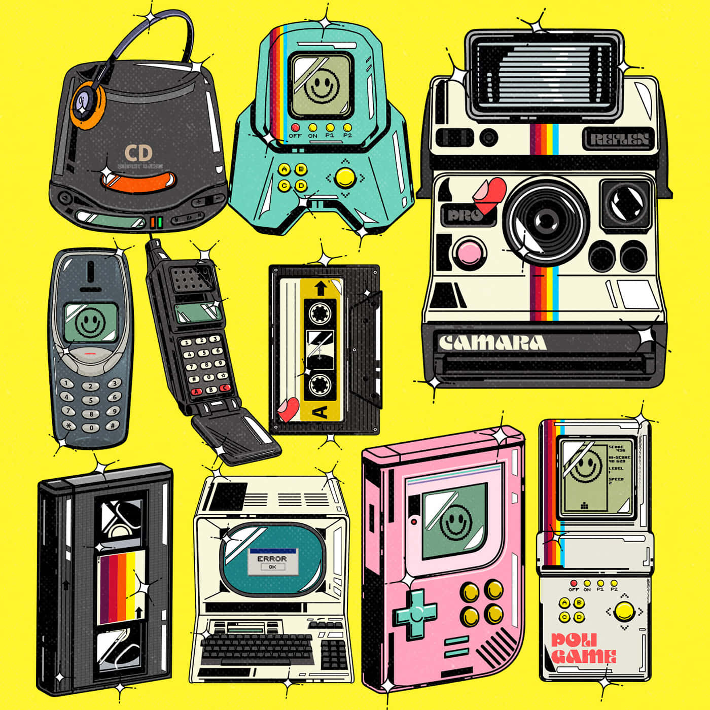 Download 90s Aesthetic Technology Gadgets Wallpaper
