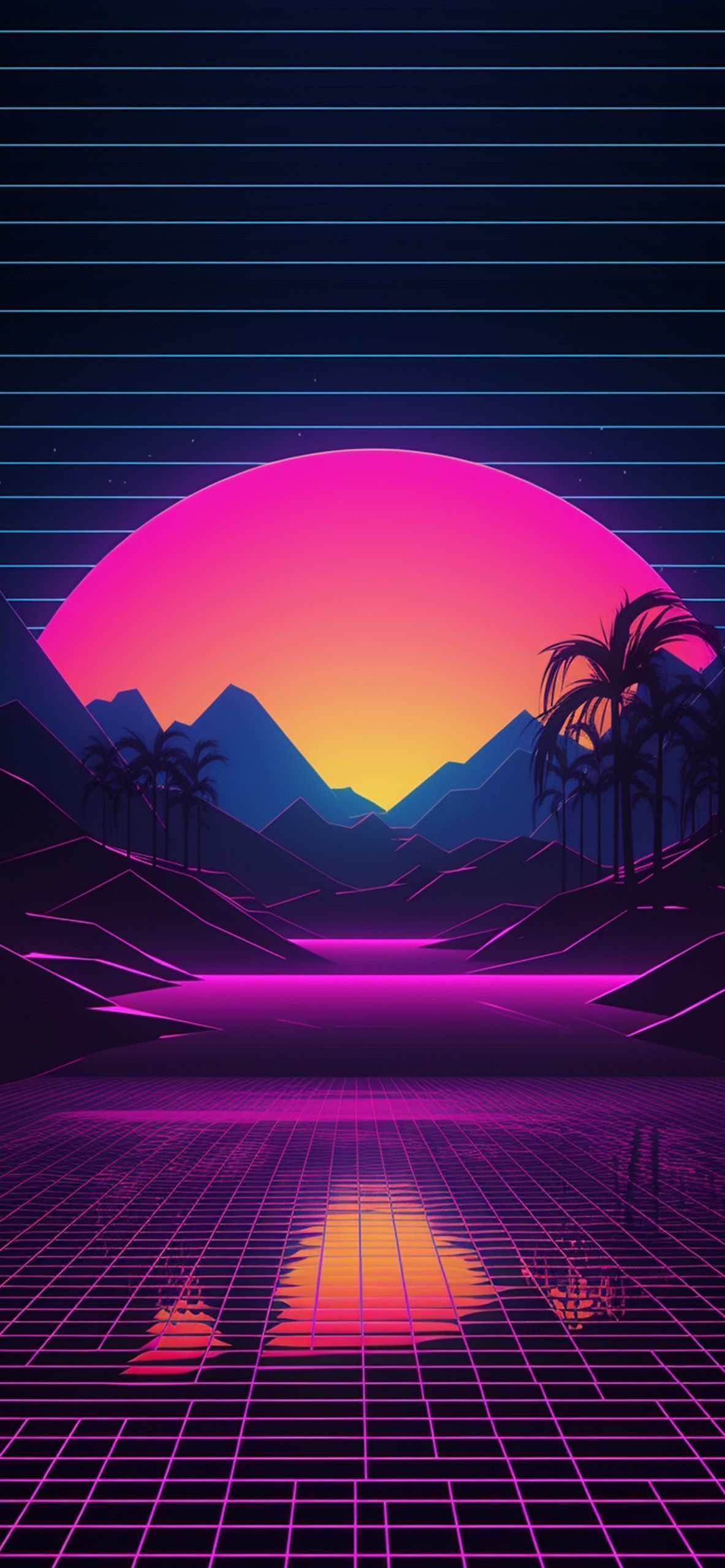 Synthwave Mountain & Sunset Wallpaper