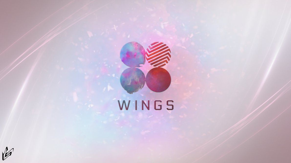 A colorful image of the BTS logo for their Wings album - Wings