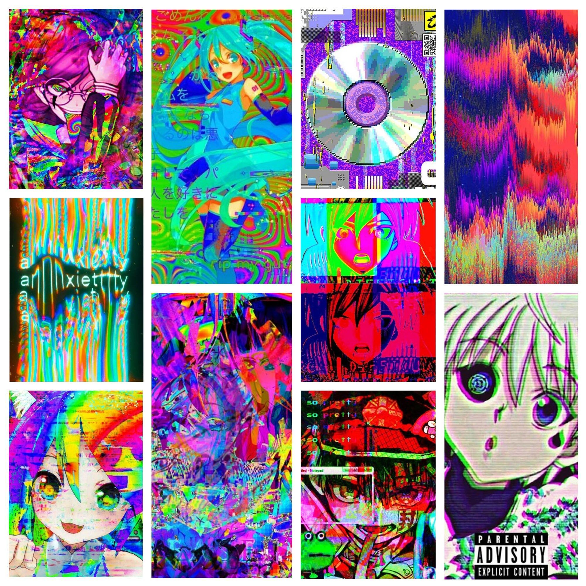 Glitchcore Aesthetic Wall Collage Kit 110pcs Digital