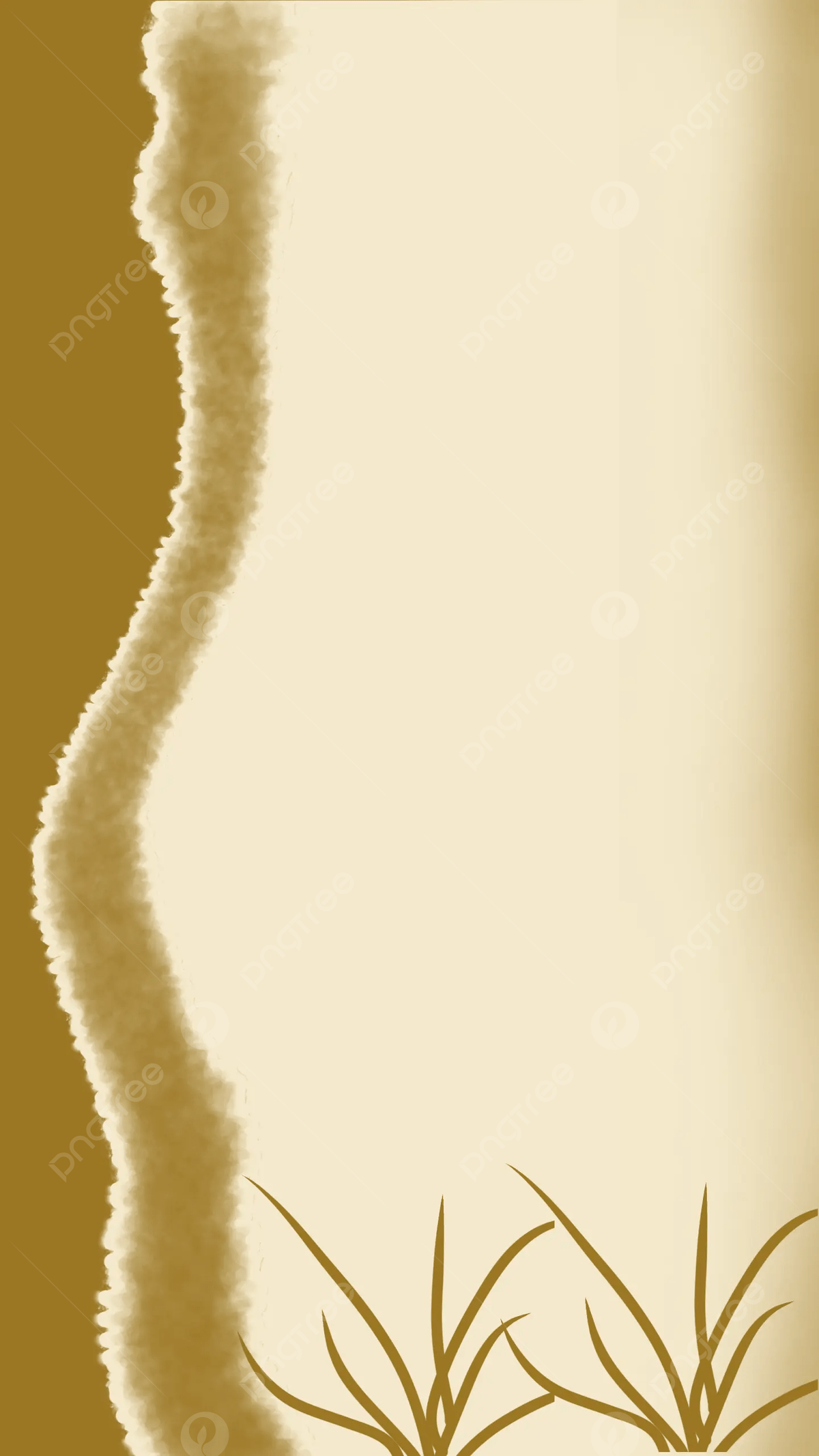 An abstract background with a curvy line and grass - Android, cream