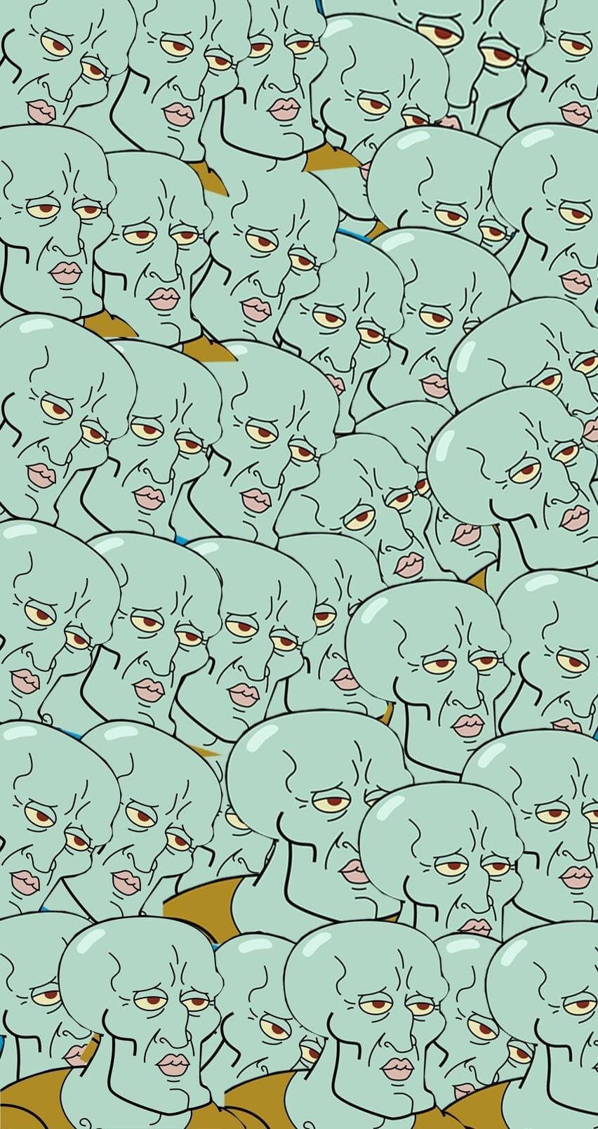 IPhone wallpaper of a bunch of Squidward from Spongebob - Squidward