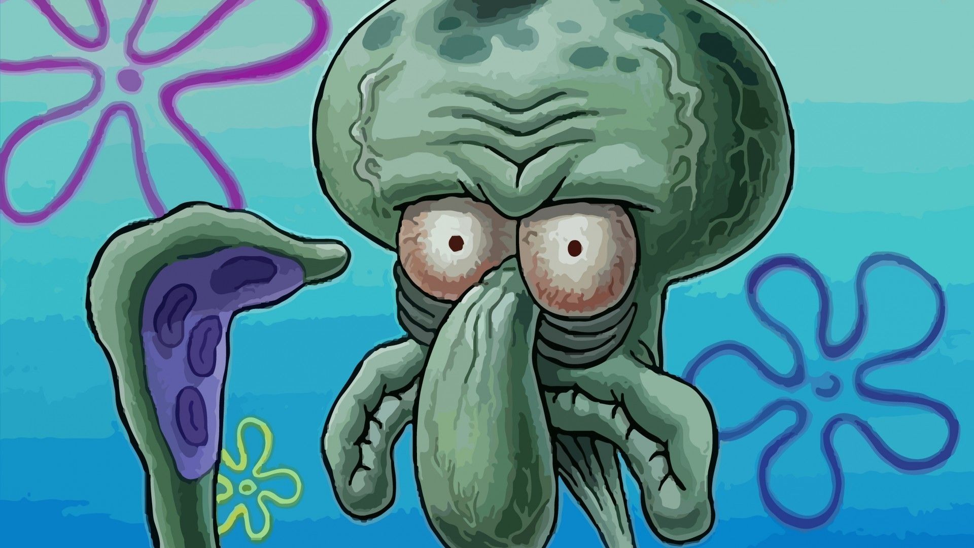 Squidward Tentacles from Spongebob Squarepants is seen in this illustration. - Squidward