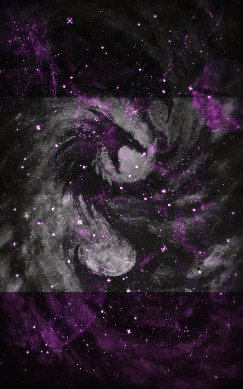 A swirling nebula of purple and black clouds, with bright stars scattered throughout. - Asexual
