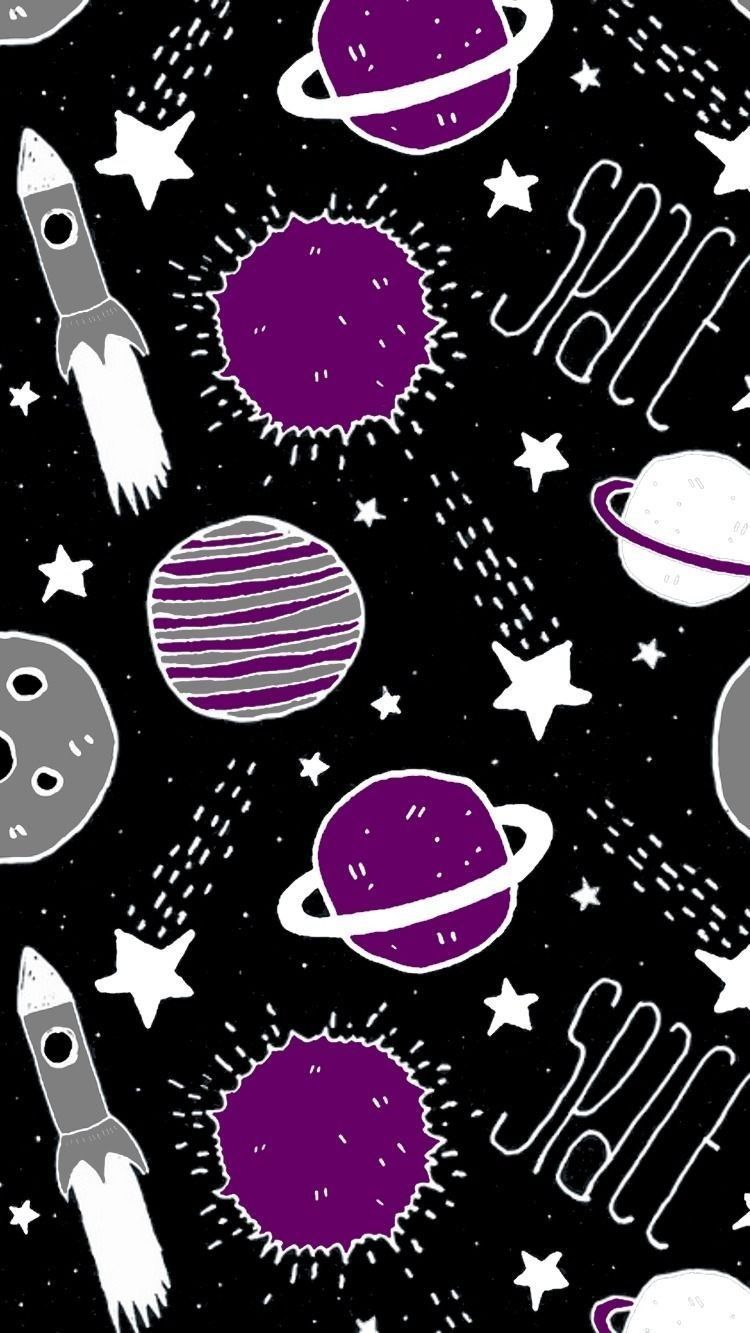 Cute purple and black wallpaper of the galaxy - Asexual