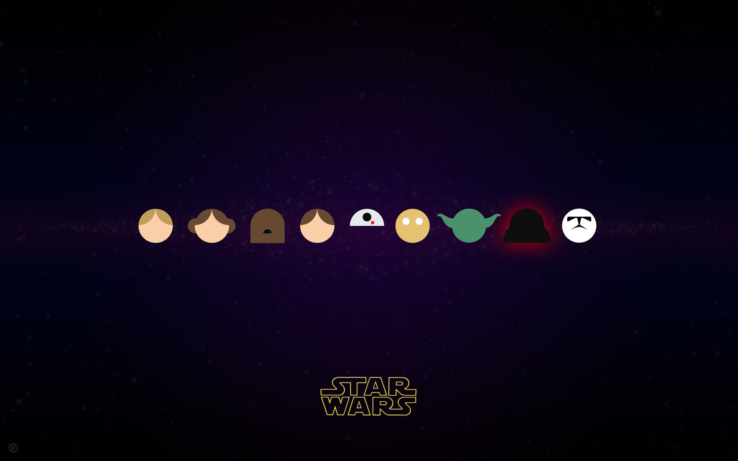 A minimalist wallpaper of the main Star Wars characters - Darth Vader