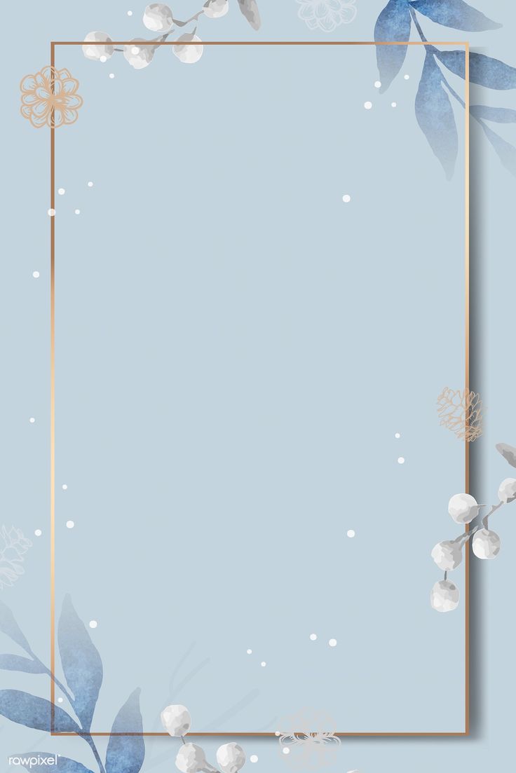 Download premium vector of Golden frame with a blue floral background - Border