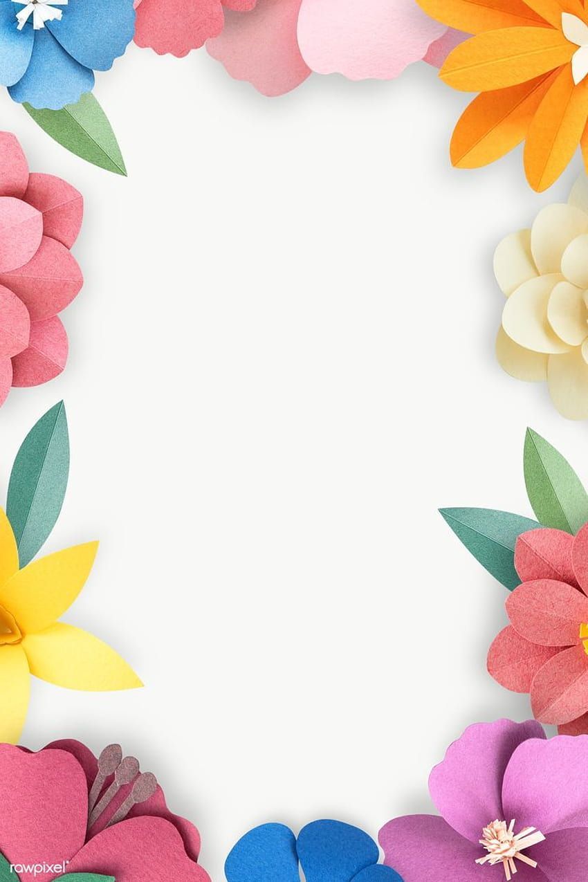 Download premium vector of Colorful paper flowers arranged in a frame - Border