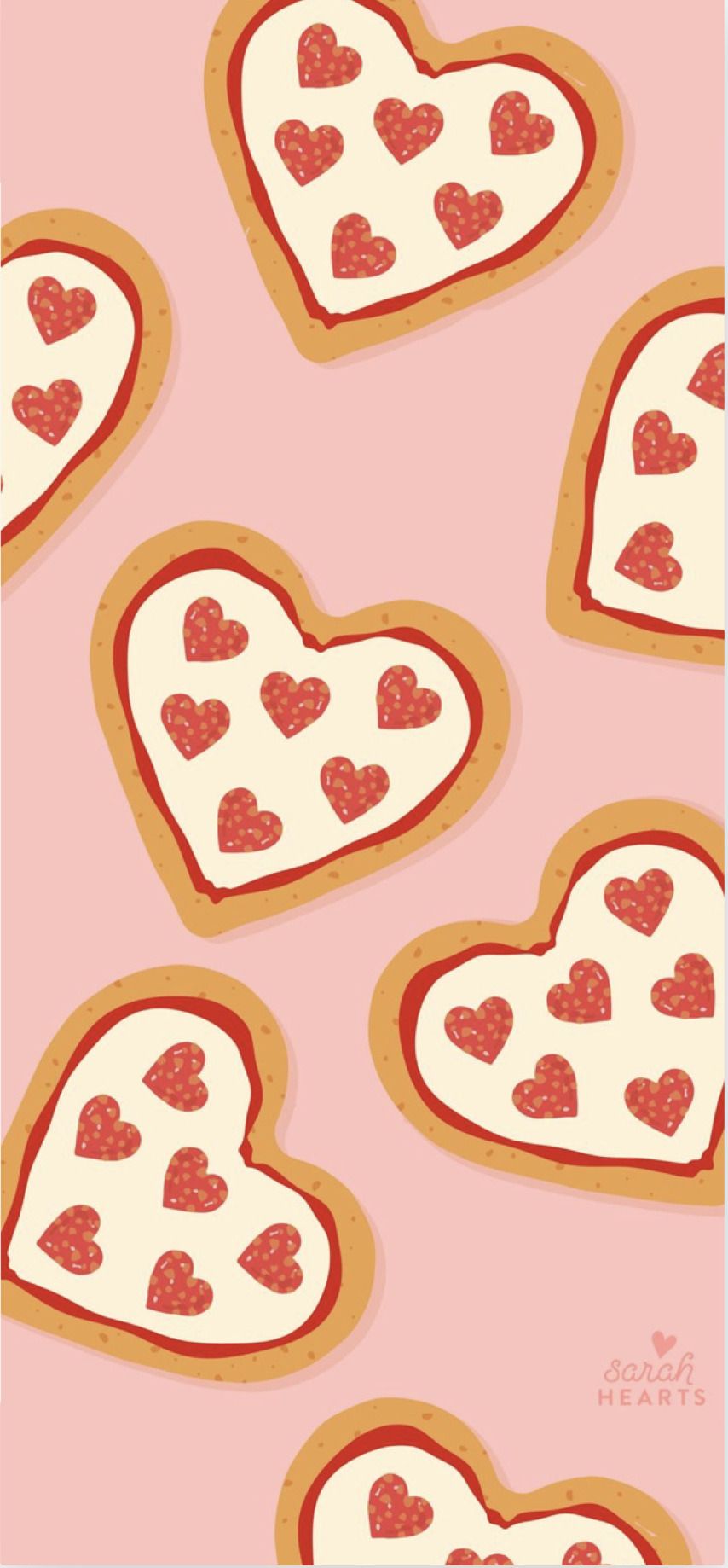 Heart shaped pizza phone background for Valentine's Day - Valentine's Day