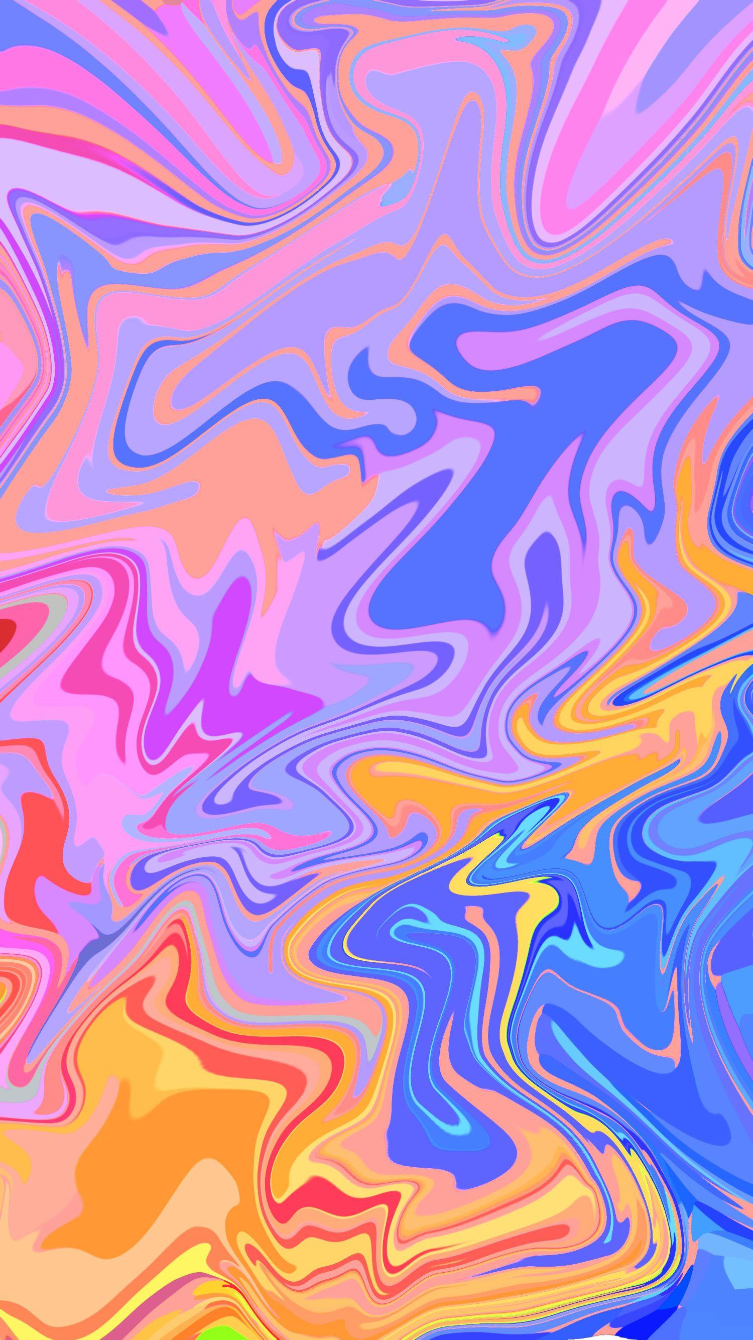 A colorful abstract background with pink, blue, and yellow colors. - Design