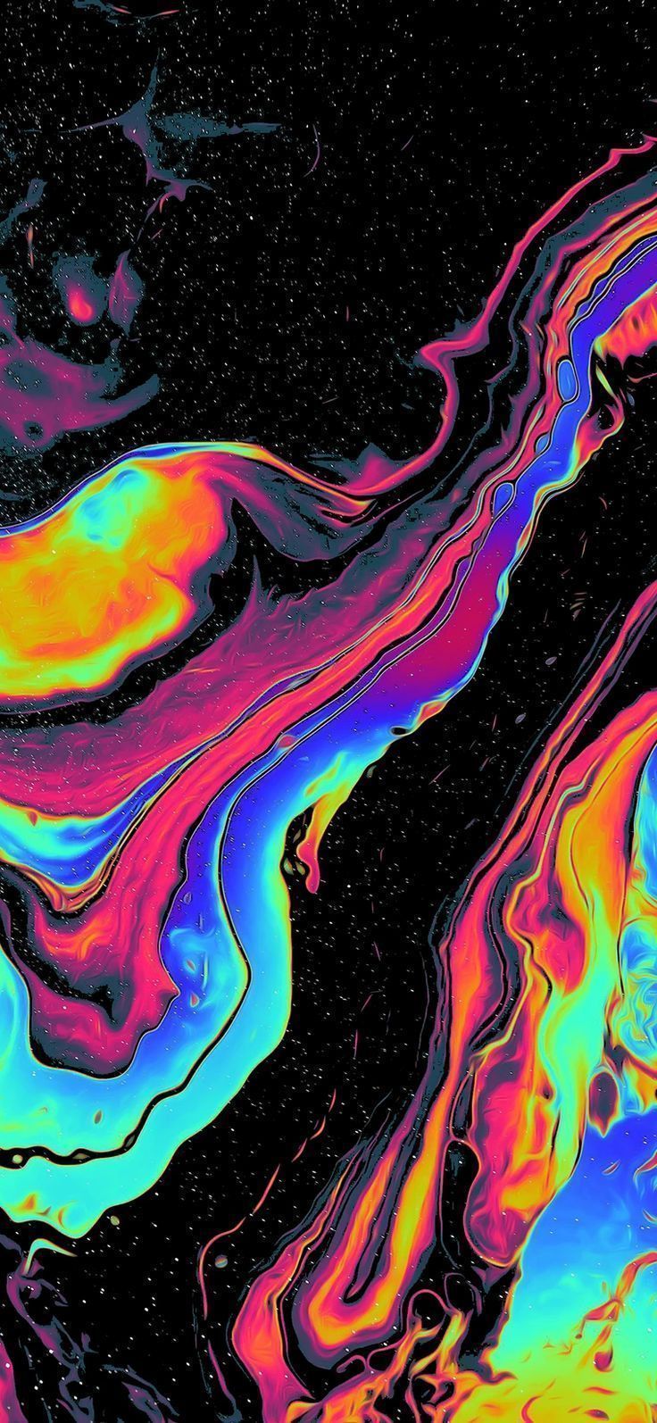 IPhone wallpaper of a black background with colorful abstract art - Psychedelic