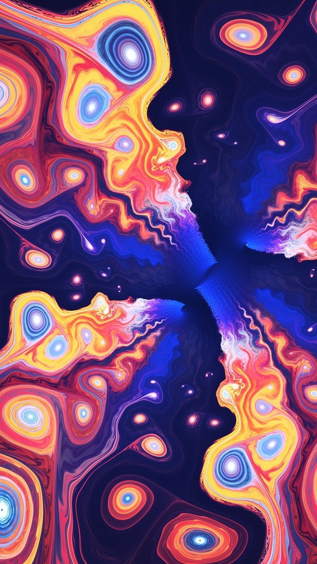 IPhone wallpaper with abstract art of a blue and orange pattern - Psychedelic