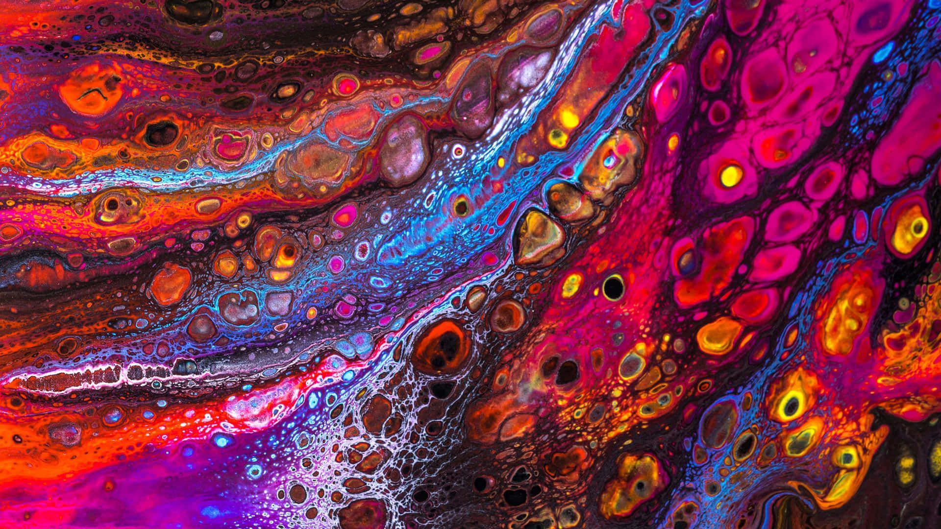 A painting with bright colors and bubbles. - Psychedelic