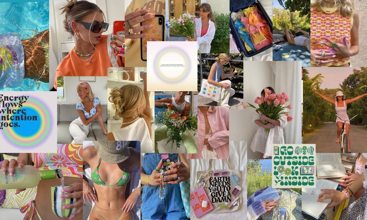 A collage of images from the summer of 2020, including a woman in a bikini, a woman holding flowers, and a woman in a pink bikini. - Coconut