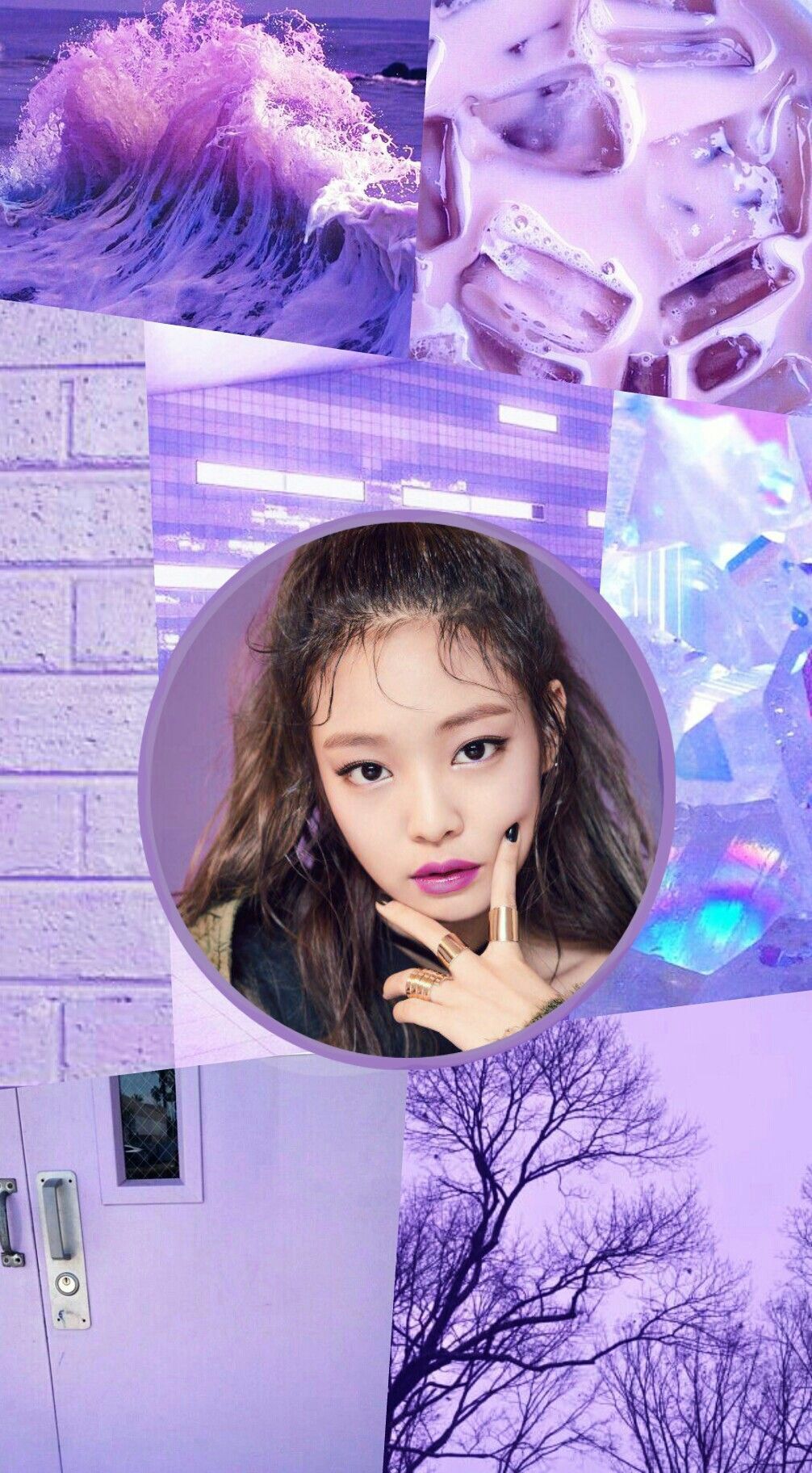 Aesthetic purple background with a picture of Ros of BLACKPINK - Jennie