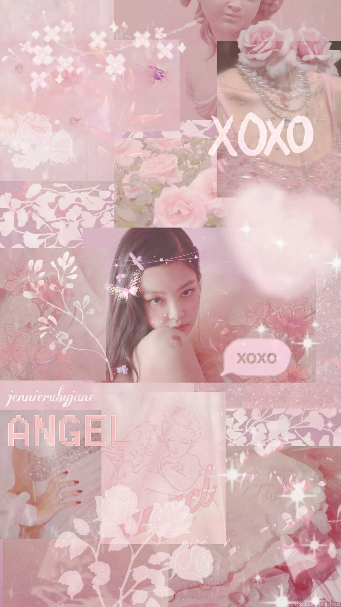 Pink aesthetic phone background with jennie from blackpink - Jennie
