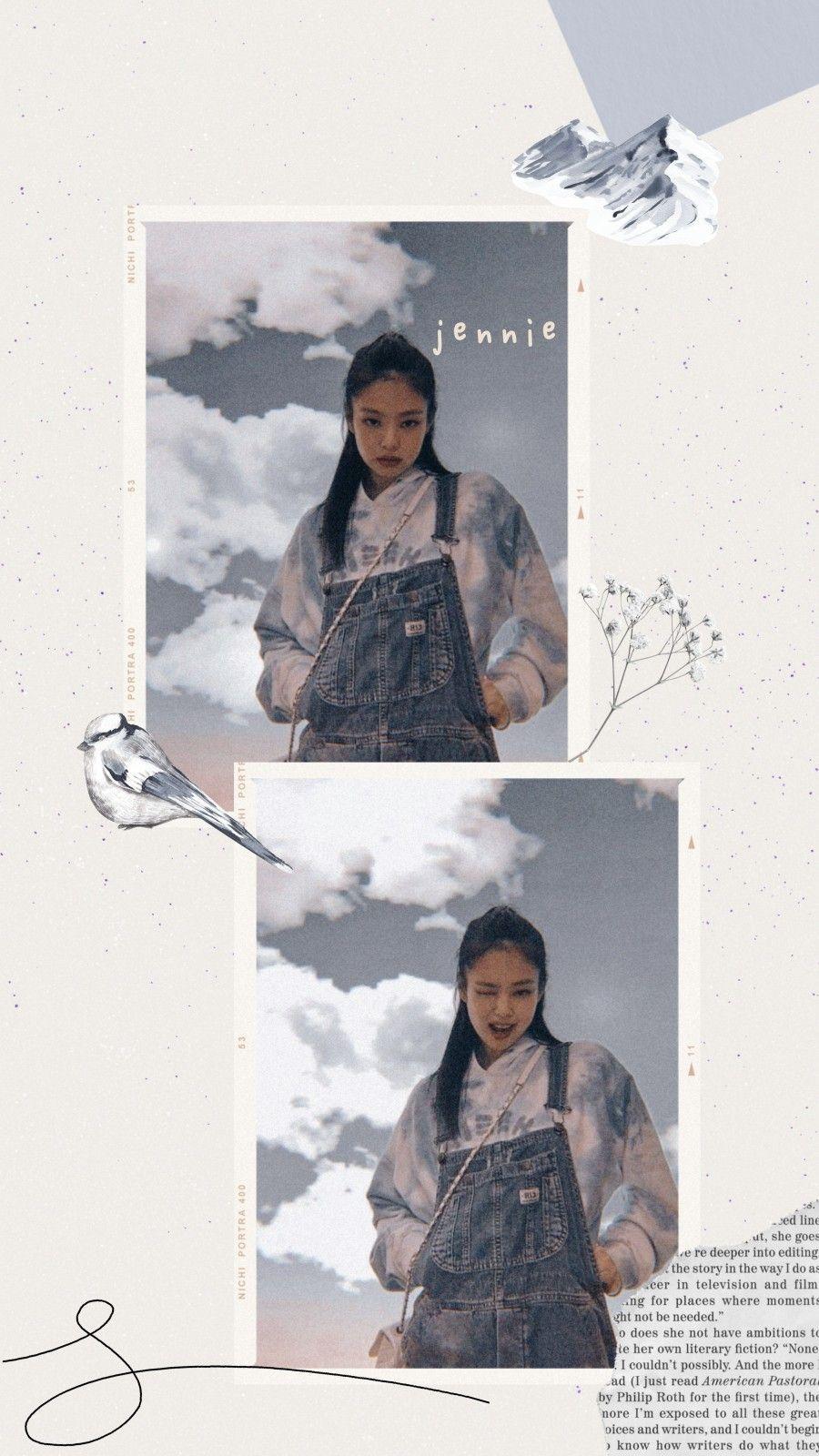 A collage of two photos of Jennie from BLACKPINK. - Jennie
