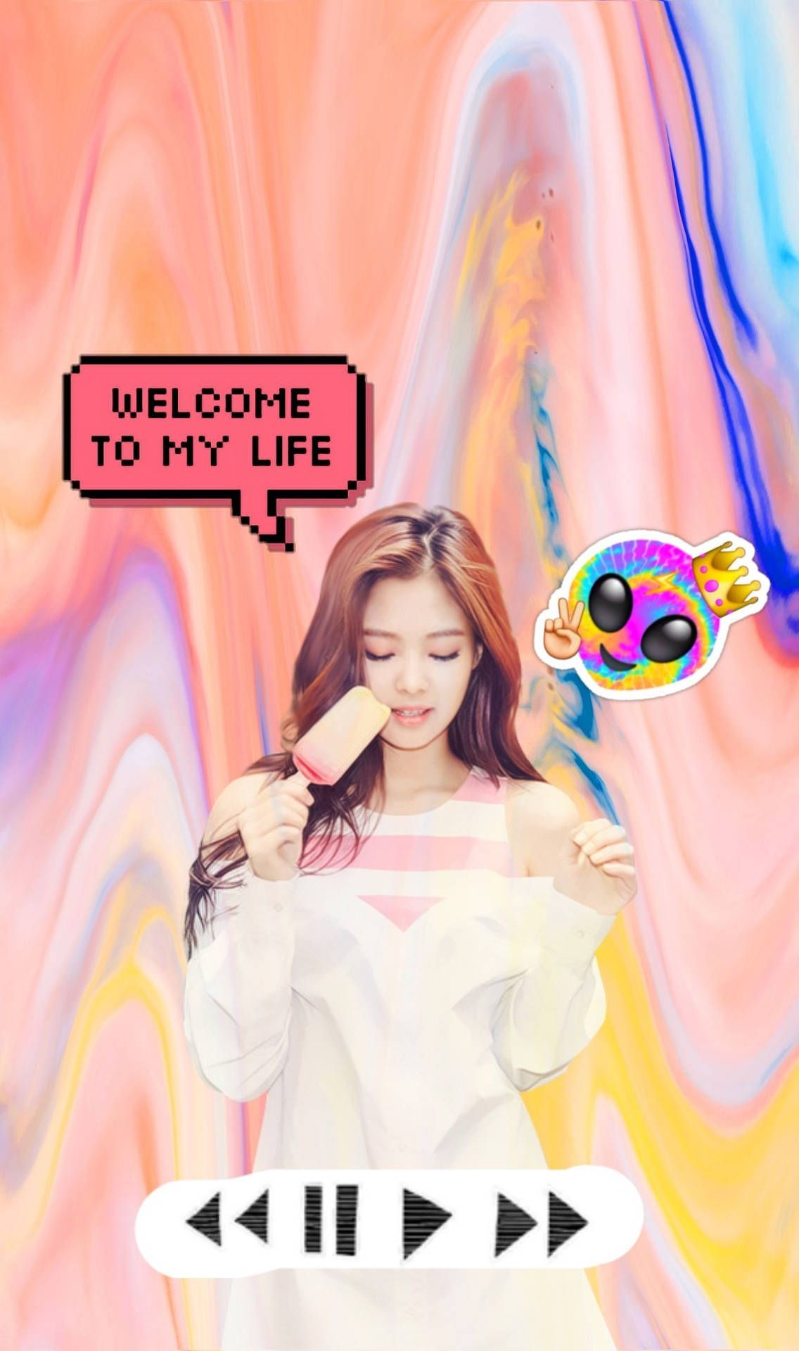 Welcome to my life, wallpaper with colorful background - Jennie