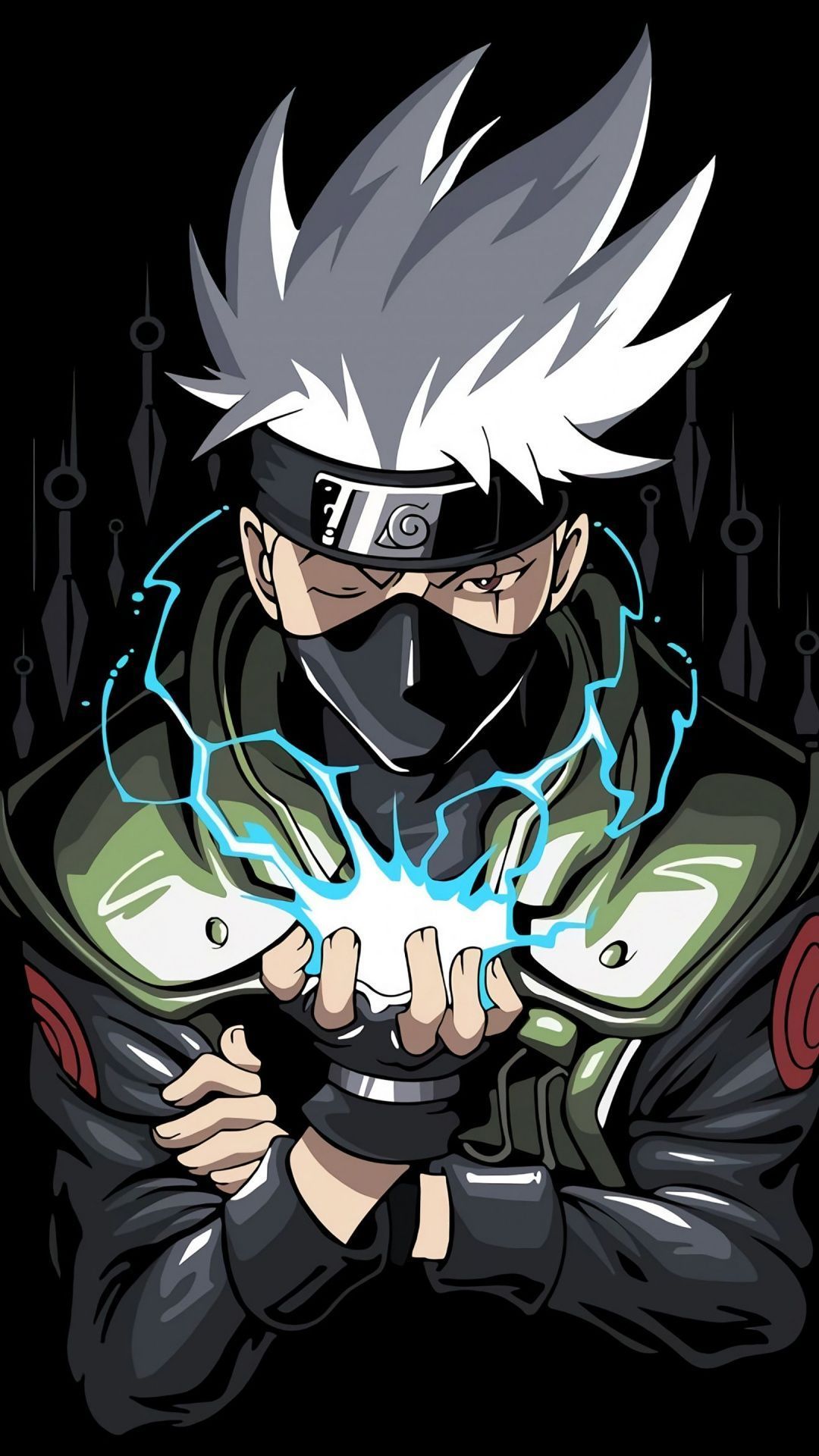 Kakashi Hatake Wallpaper 4K, AMOLED, Naruto, Black background