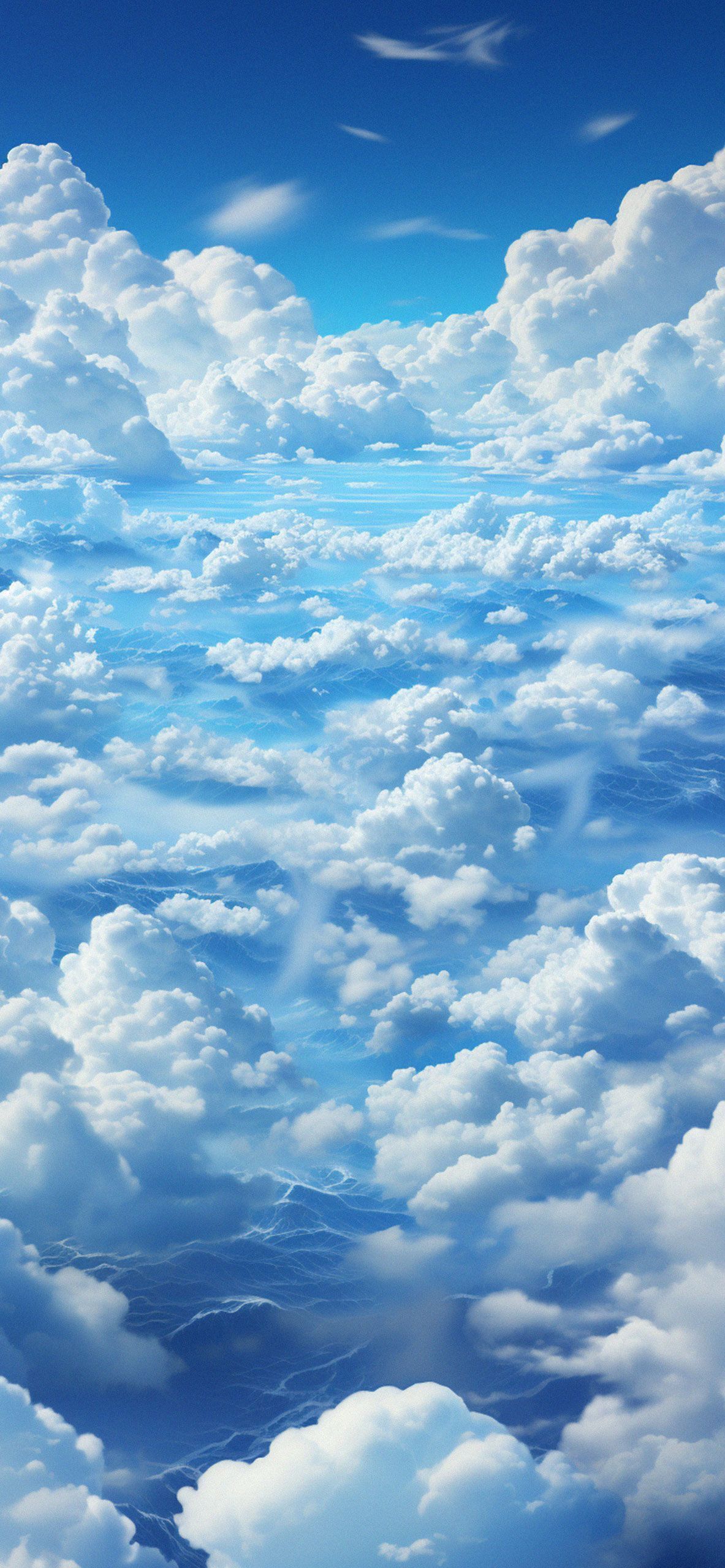 Aerial view of white clouds in a blue sky - Cloud, calming
