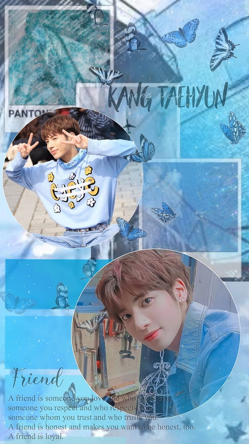 Taehyun, aesthetic, blue, kpop, lyricaldoodles, moa, tomorrow by together, txt, HD phone wallpaper