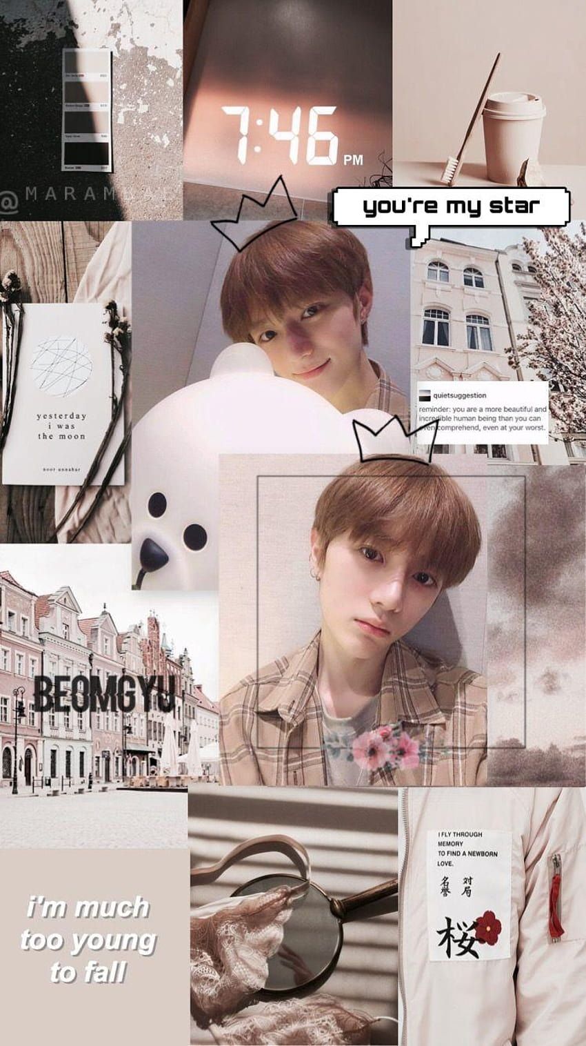 Beomgyu txt txtbeomgyu beige aesthetic kpop, txt beomgyu HD phone wallpaper