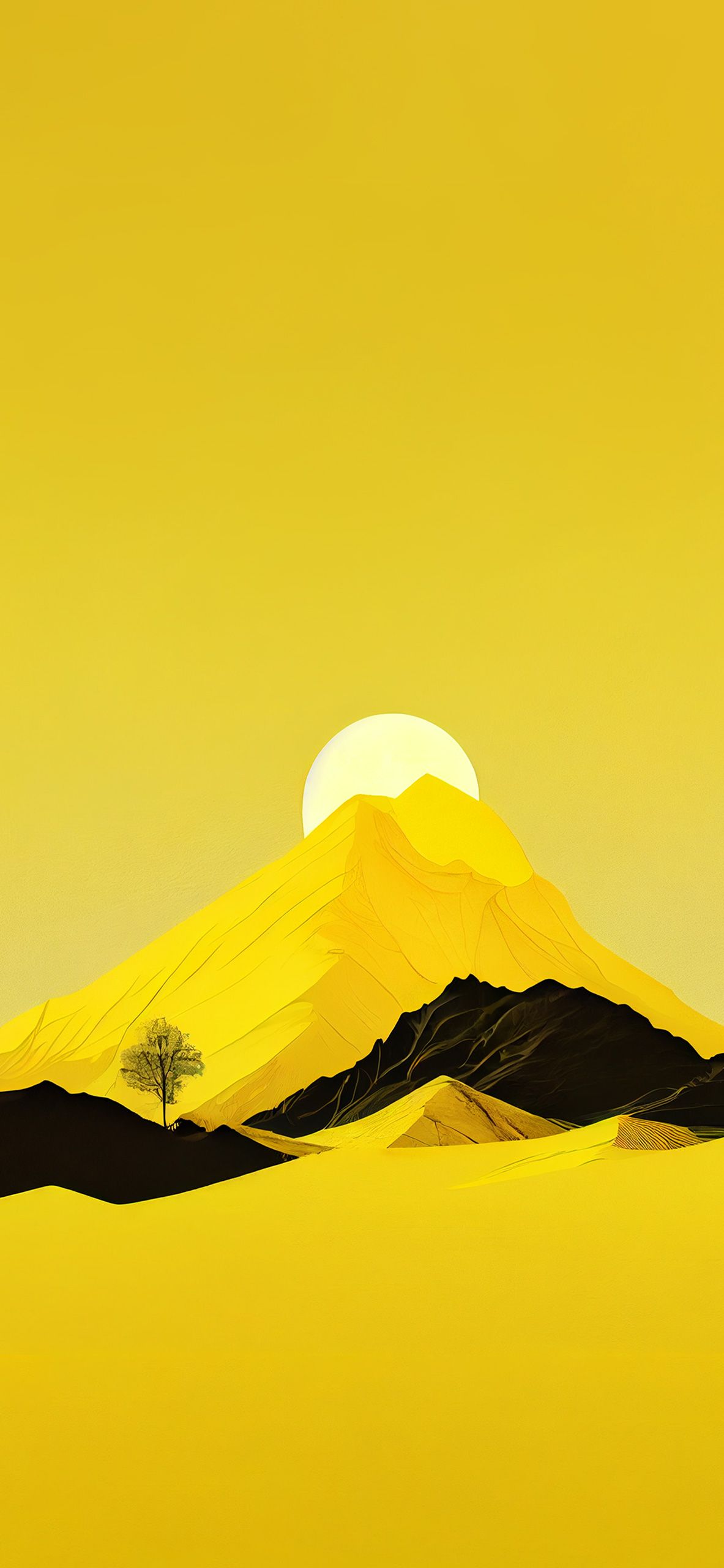 Sun & Mountain Yellow Aesthetic Wallpaper Wallpaper 4k