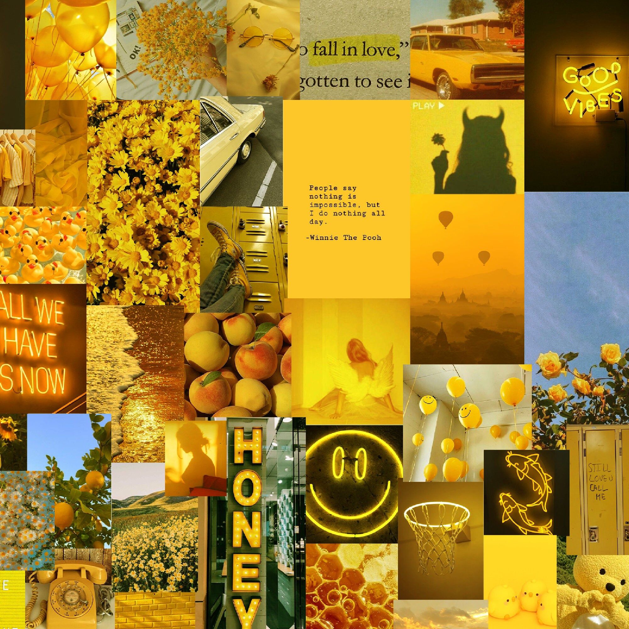 Yellow Aesthetic Collage Desktop Wallpaper Art Collage