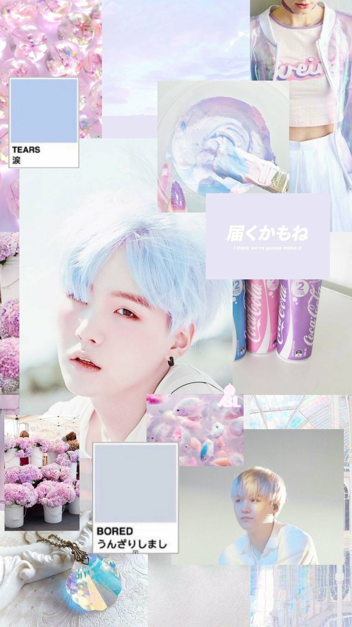 Aesthetic pastel pink blue purple white BTS V wallpaper background phone desktop background aesthetic phone background aesthetic desktop background - Suga