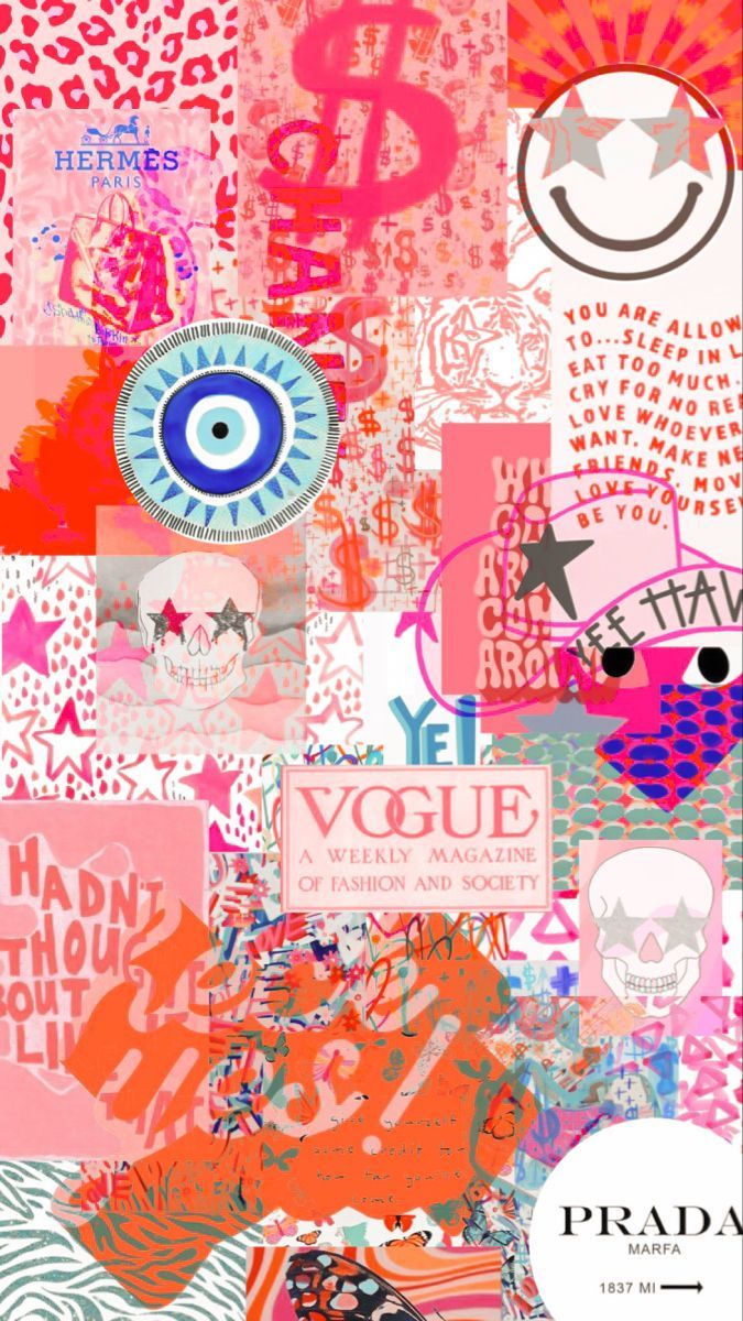 A collage of images with the word prada on it - Preppy