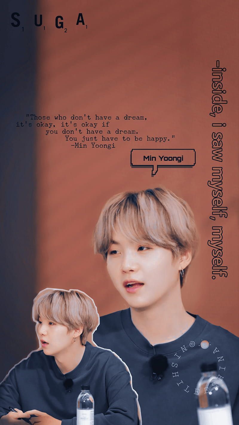 A photo of suga with a quote from inside i'm myself - Suga