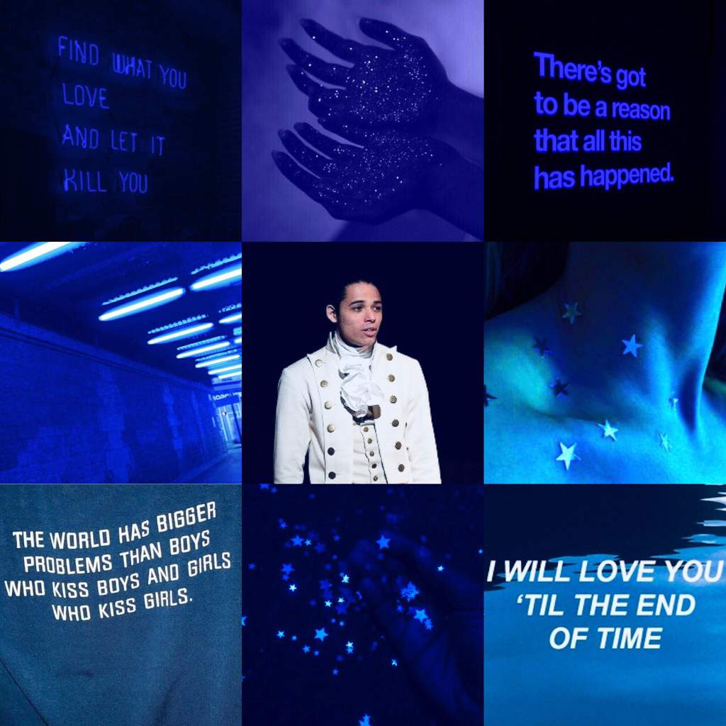 A collage of blue and white images from Hamilton - Hamilton