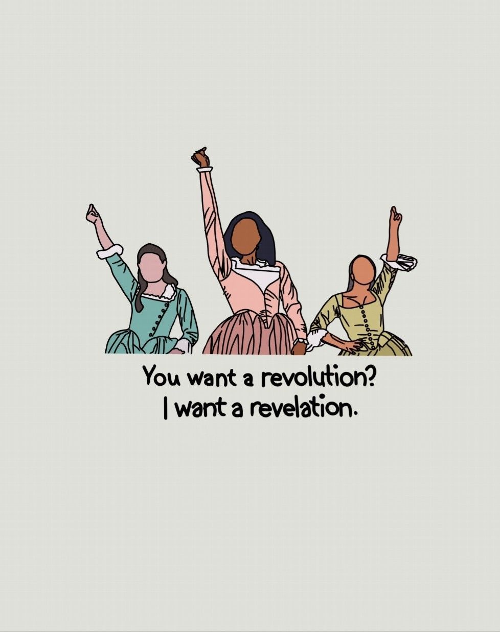 Illustration of the Schuyler sisters from Hamilton with the caption 