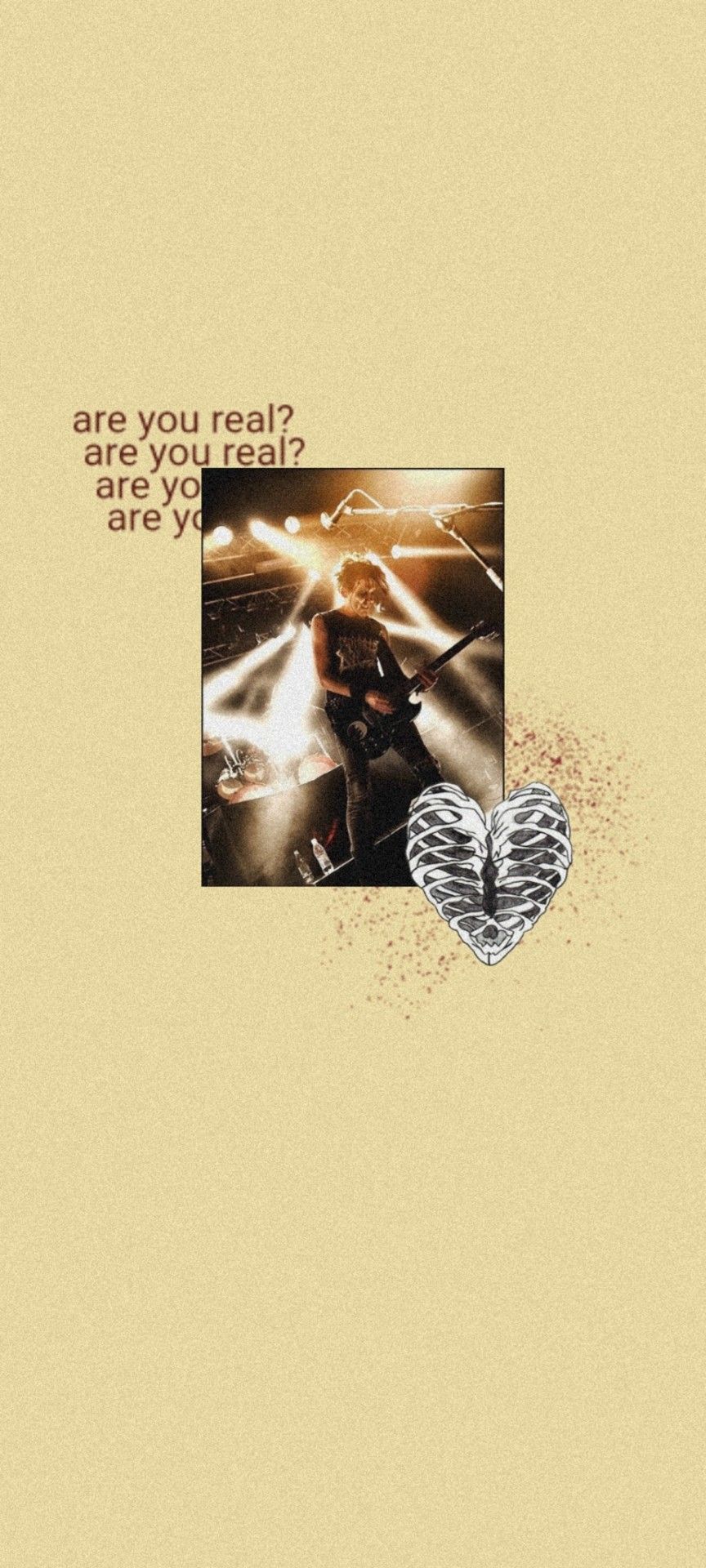 A phone wallpaper with a picture of a concert and a heart - Ghost