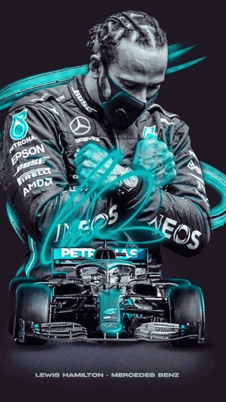 Download Lewis Hamilton Phone Blue Aesthetic Wallpaper