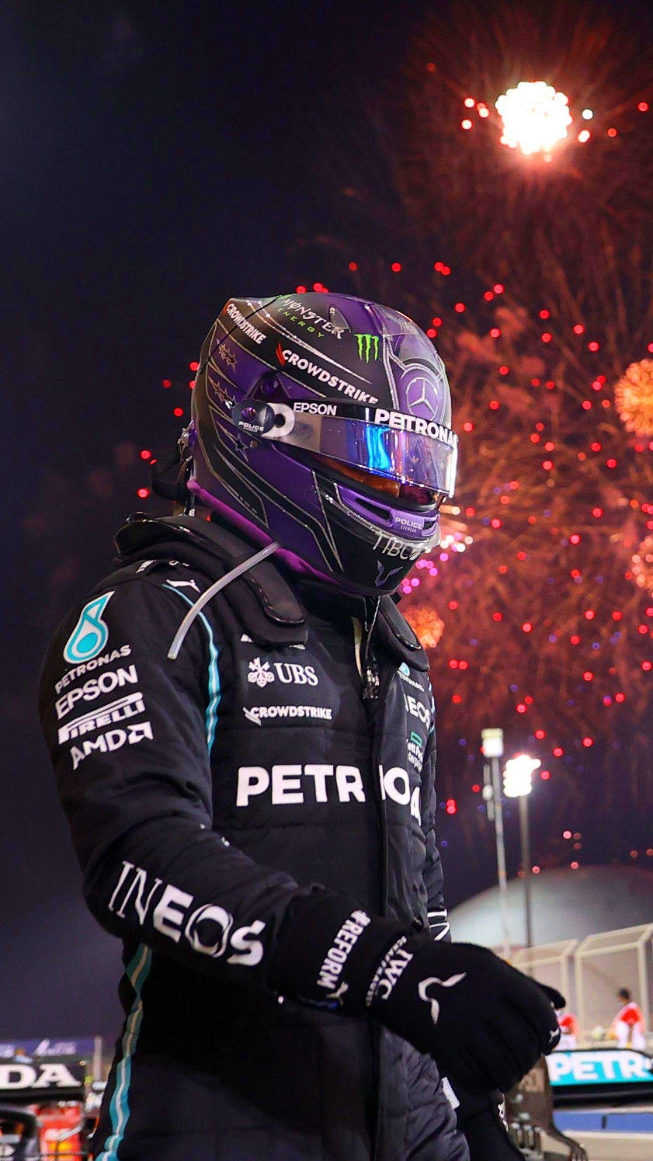 Mercedes' Lewis Hamilton celebrates his world championship win in style with fireworks and a band in Abu Dhabi - Lewis Hamilton