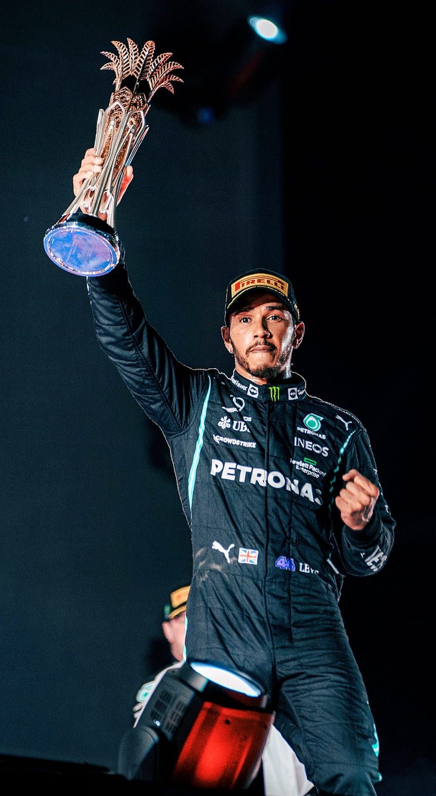 Lewis Hamilton with his trophy - Lewis Hamilton