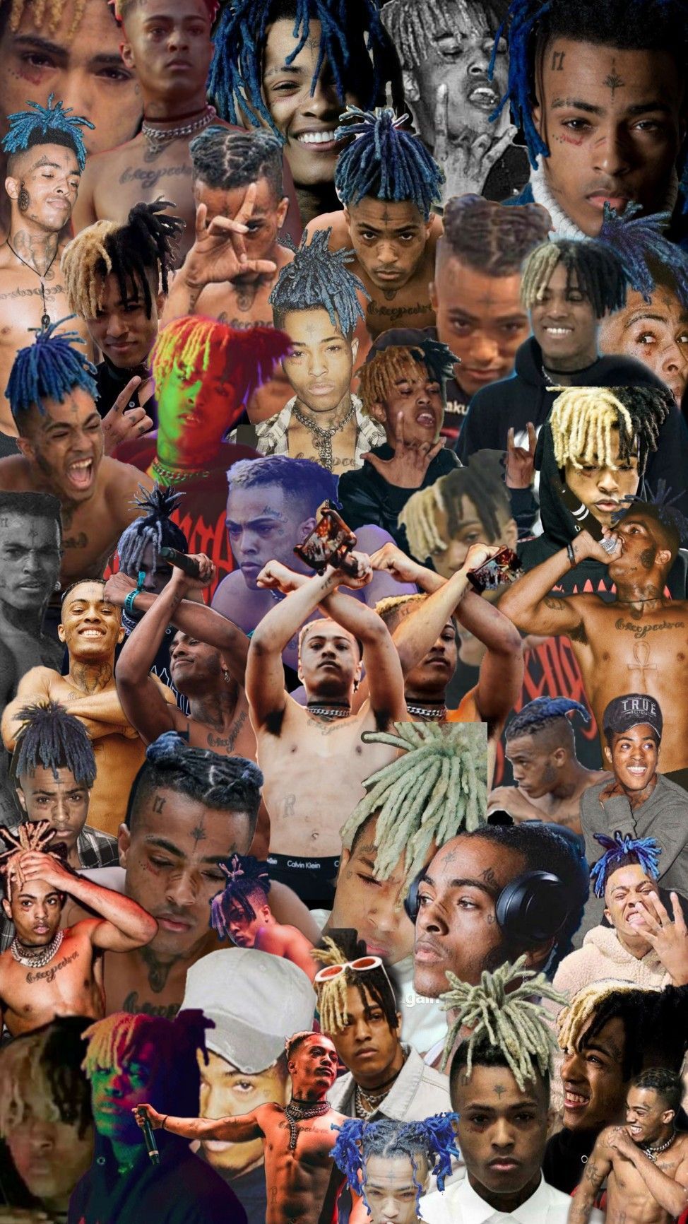 A collage of XXXTentacion's different hairstyles - XXXTentacion